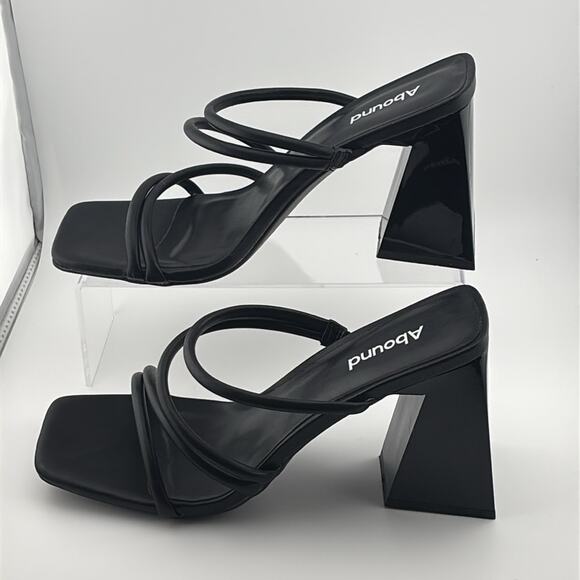 New women’s Abound black strappy block geometric heel sandals slip on size 8 - Picture 4 of 9
